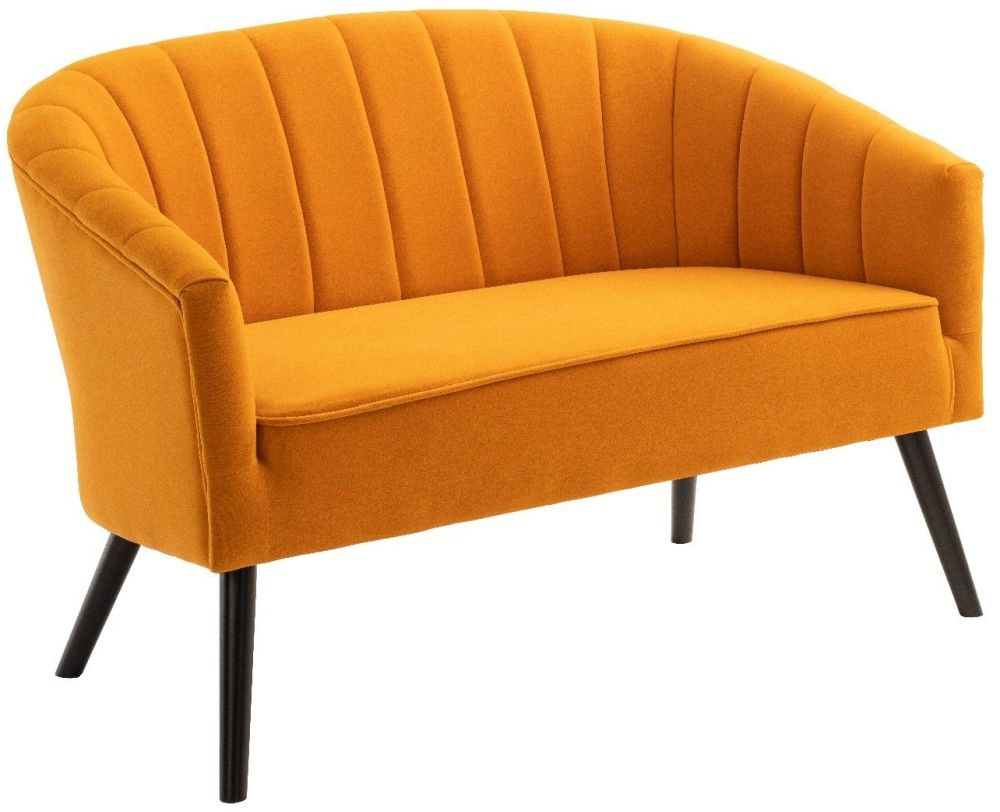 Product photograph of Arlo Mustard 2 Seater Fabric Sofa from Choice Furniture Superstore.