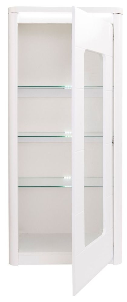 Product photograph of Bellini White High Gloss 1 Door Display Cabinet from Choice Furniture Superstore.