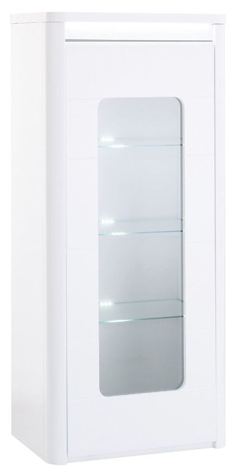 Product photograph of Bellini White High Gloss 1 Door Display Cabinet from Choice Furniture Superstore.