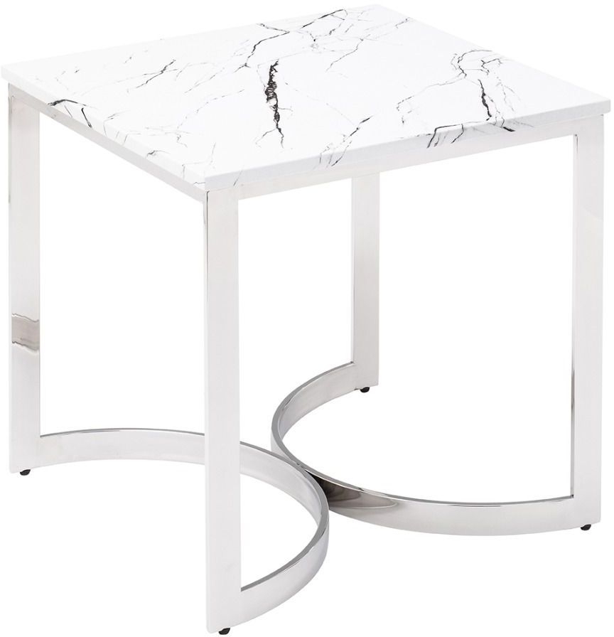 Product photograph of Ritz White Marble Effect Side Table from Choice Furniture Superstore.