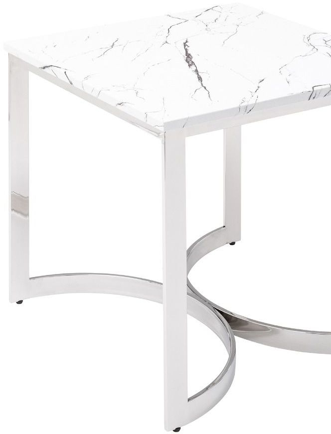 Product photograph of Ritz White Marble Effect Side Table from Choice Furniture Superstore.