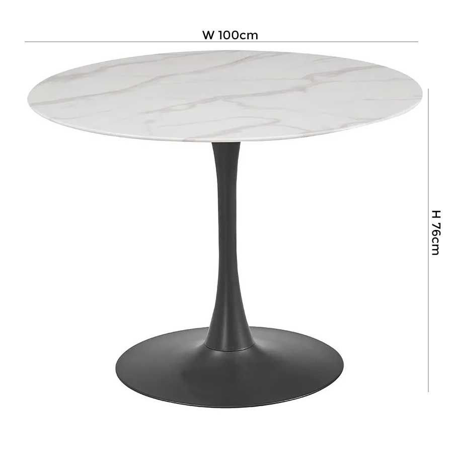 Product photograph of Vida Living Circe 100cm White Marble Effect Round Dining Table - 2 Seater from Choice Furniture Superstore.