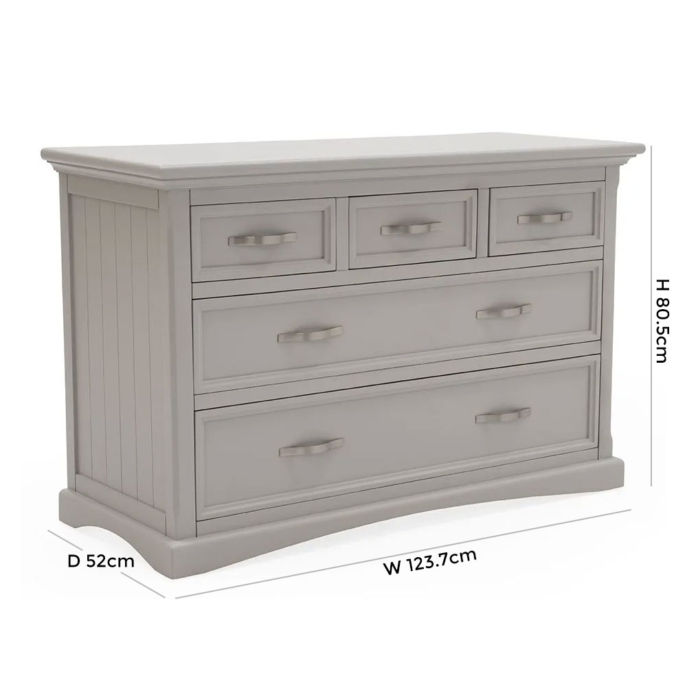 Product photograph of Vida Living Turner Grey Painted 2 3 Drawer Dressing Chest from Choice Furniture Superstore.