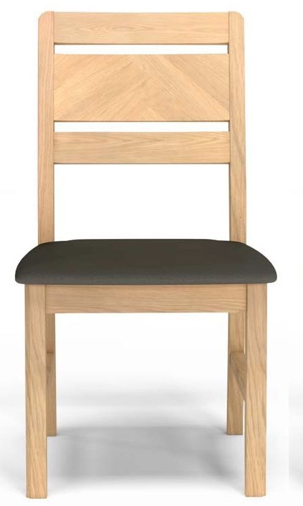 Product photograph of Celina Parquet Style Oak Dining Chair Ladder Back With Padded Seat Sold In Pairs from Choice Furniture Superstore.
