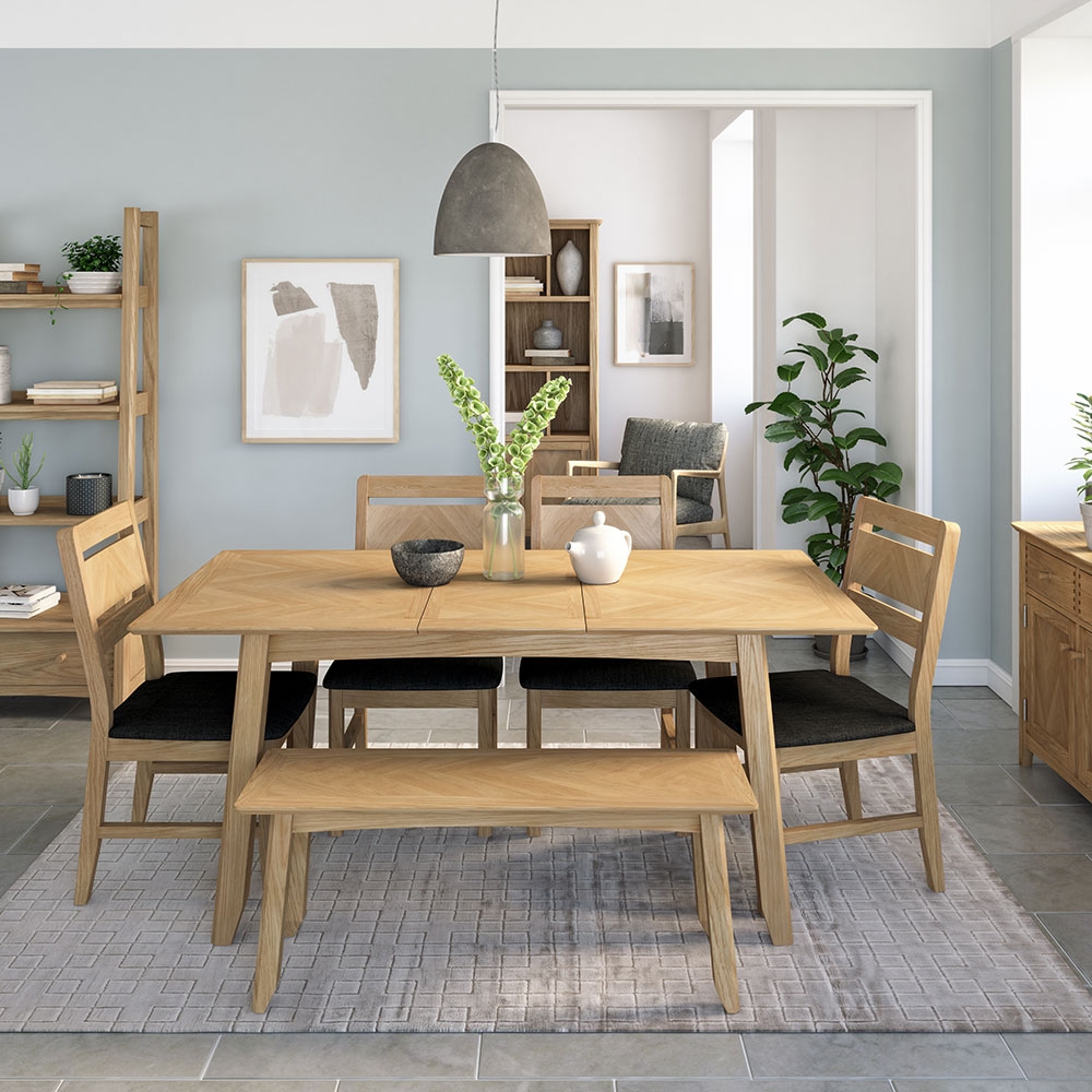 Product photograph of Celina Parquet Style Light Oak Dining Bench from Choice Furniture Superstore.