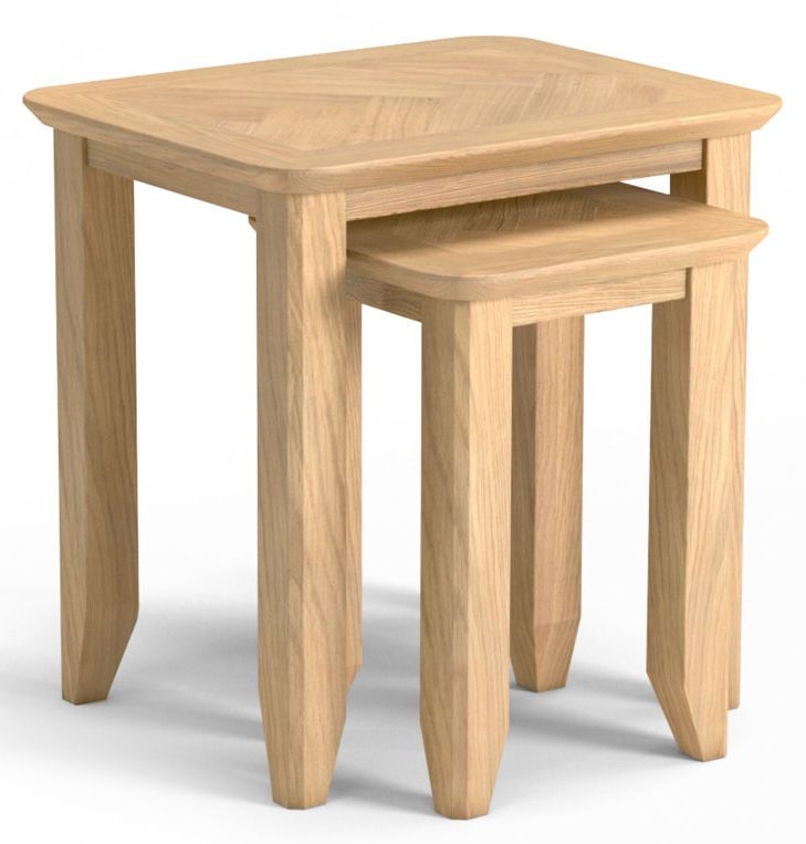 Product photograph of Celina Parquet Style Light Oak Nest Of Tables Set Of 2 from Choice Furniture Superstore.
