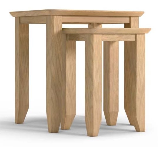 Product photograph of Celina Parquet Style Light Oak Nest Of Tables Set Of 2 from Choice Furniture Superstore.