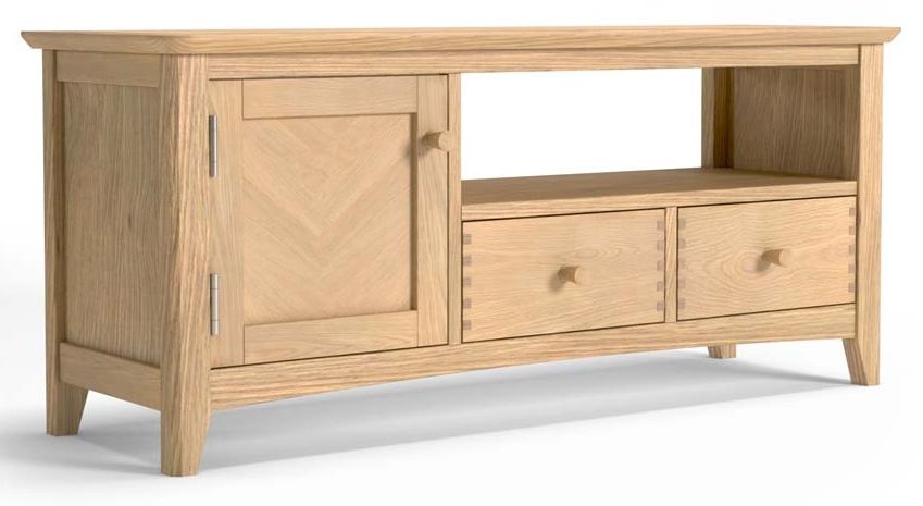 Product photograph of Celina Parquet Style Light Oak Tv Unit 120cm W With Storage For Television Upto 43in Plasma from Choice Furniture Superstore.
