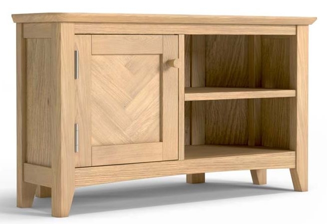 Product photograph of Celina Parquet Style Light Oak Corner Tv Unit 90cm W With Storage For Television Upto 32in Plasma from Choice Furniture Superstore.