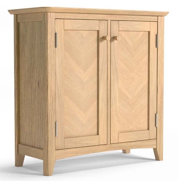 Product photograph of Celina Parquet Style Light Oak Hallway Storage Cabinet - 2 Parquet Doors from Choice Furniture Superstore.