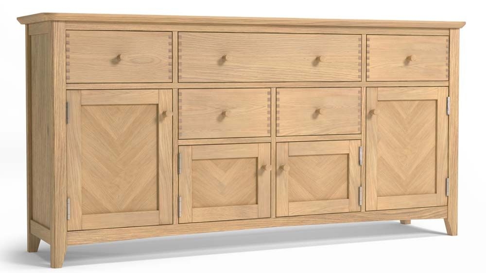 Product photograph of Celina Parquet Style Light Oak Extra Large Sideboard 170cm W With 4 Parquet Doors And 5 Drawers from Choice Furniture Superstore.