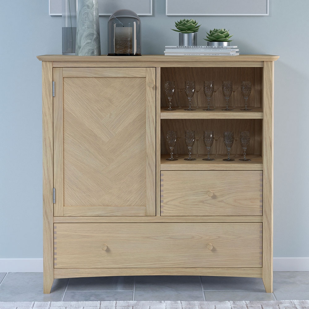 Product photograph of Celina Parquet Style Light Oak Drinks Cabinet from Choice Furniture Superstore.