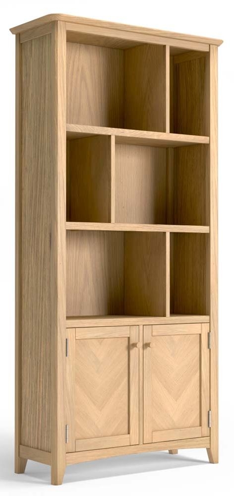 Product photograph of Celina Parquet Style Light Oak Multi Display Bookcase With Storage Cupboard from Choice Furniture Superstore.