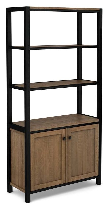 Product photograph of Wilber Industrial Style Rough Sawn Oak Tall Bookcase 185cm H from Choice Furniture Superstore.