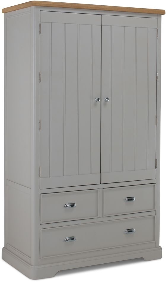 Product photograph of Shallotte Grey And Oak Top Larder Unit - 2 Doors And 3 Drawers from Choice Furniture Superstore.