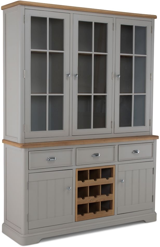 Product photograph of Shallotte Grey And Oak Top Dresser With Wine Rack from Choice Furniture Superstore.