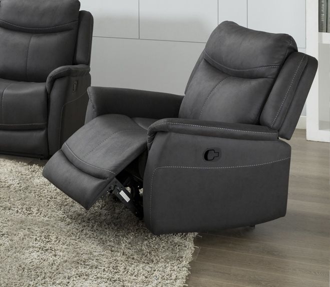 Product photograph of Arizona Grey Fabric Recliner Armchair from Choice Furniture Superstore.