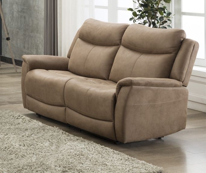 Product photograph of Arizona Caramel Beige Fabric 2 Seater Sofa from Choice Furniture Superstore.