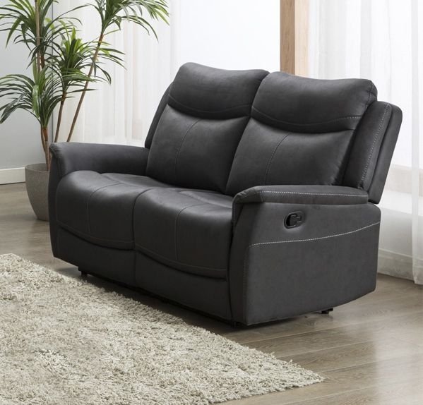 Product photograph of Arizona Grey Fabric 2 Seater Recliner Sofa from Choice Furniture Superstore.