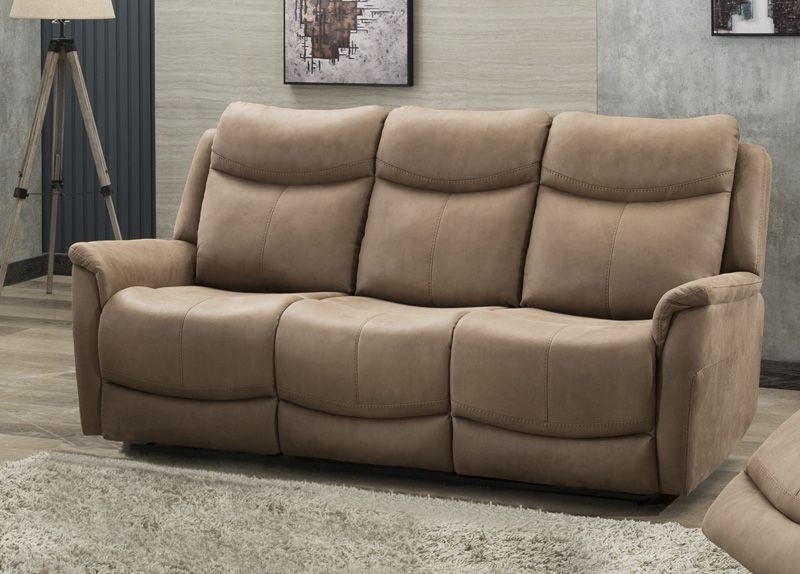 Product photograph of Arizona Caramel Beige Fabric 3 Seater Sofa from Choice Furniture Superstore.