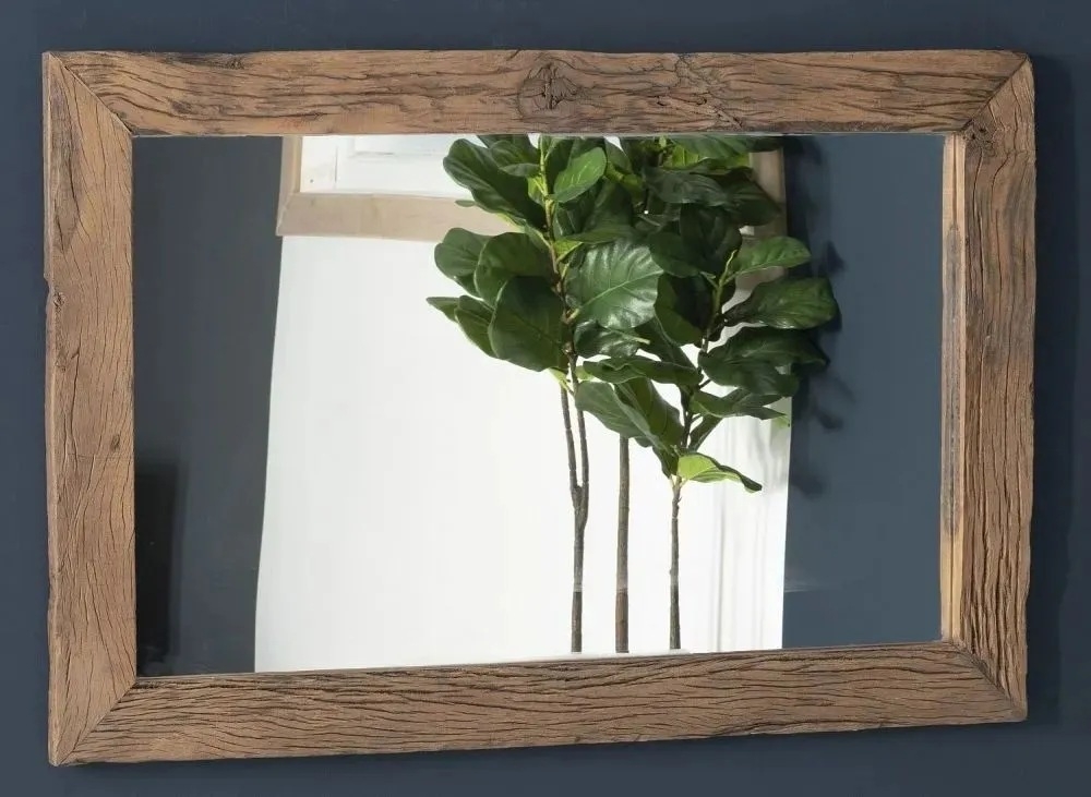 Product photograph of Railway Sleeper Wall Mirror Rectangular 120cm Made From Reclaimed Wood from Choice Furniture Superstore.