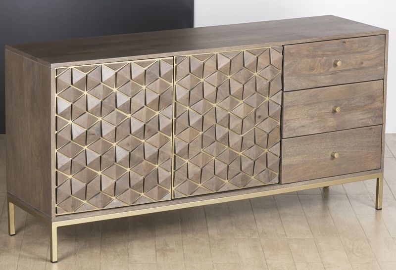 Product photograph of Elyse 3d Cube Mango Wood Large Sideboard from Choice Furniture Superstore.