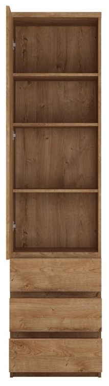 Product photograph of Fribo Tall Narrow 1 Door 3 Drawer Cupboard In Oak from Choice Furniture Superstore.