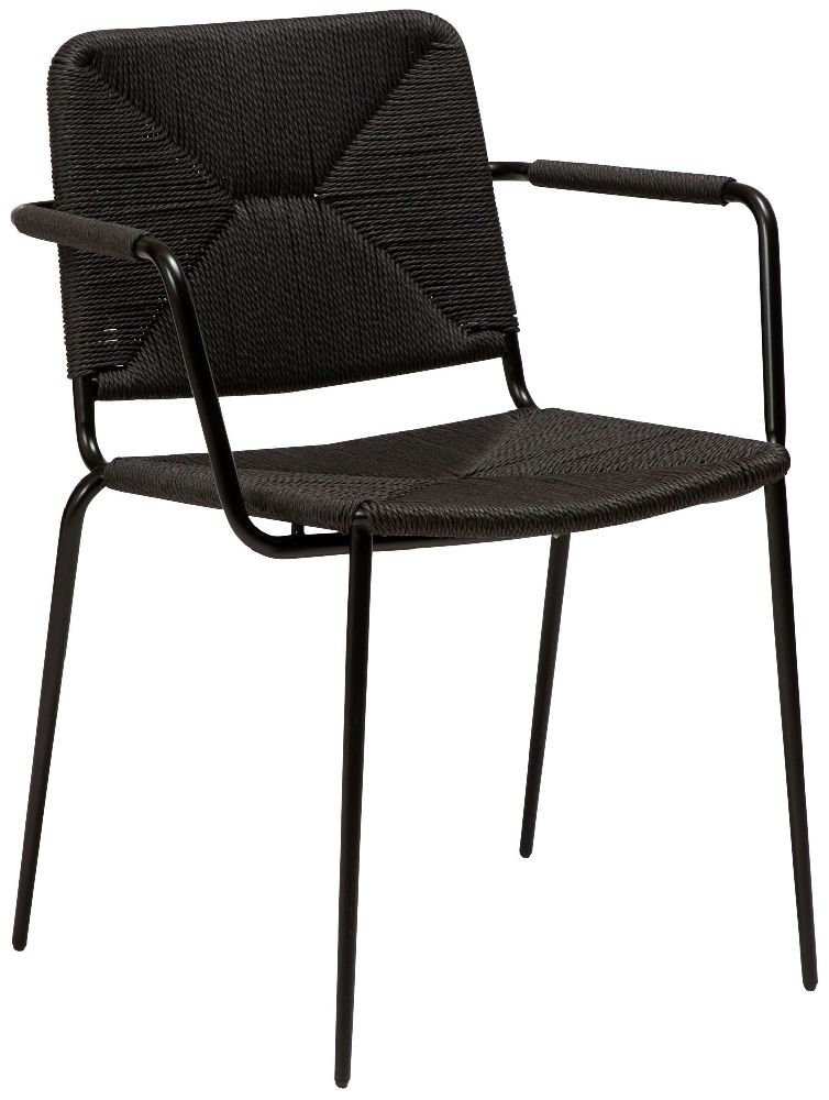 Product photograph of Dan Form Stiletto Black Paper Cord Dining Armchair from Choice Furniture Superstore.