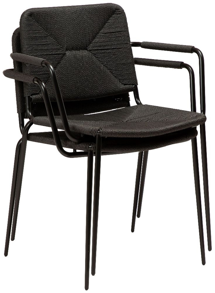 Product photograph of Dan Form Stiletto Black Paper Cord Dining Armchair from Choice Furniture Superstore.