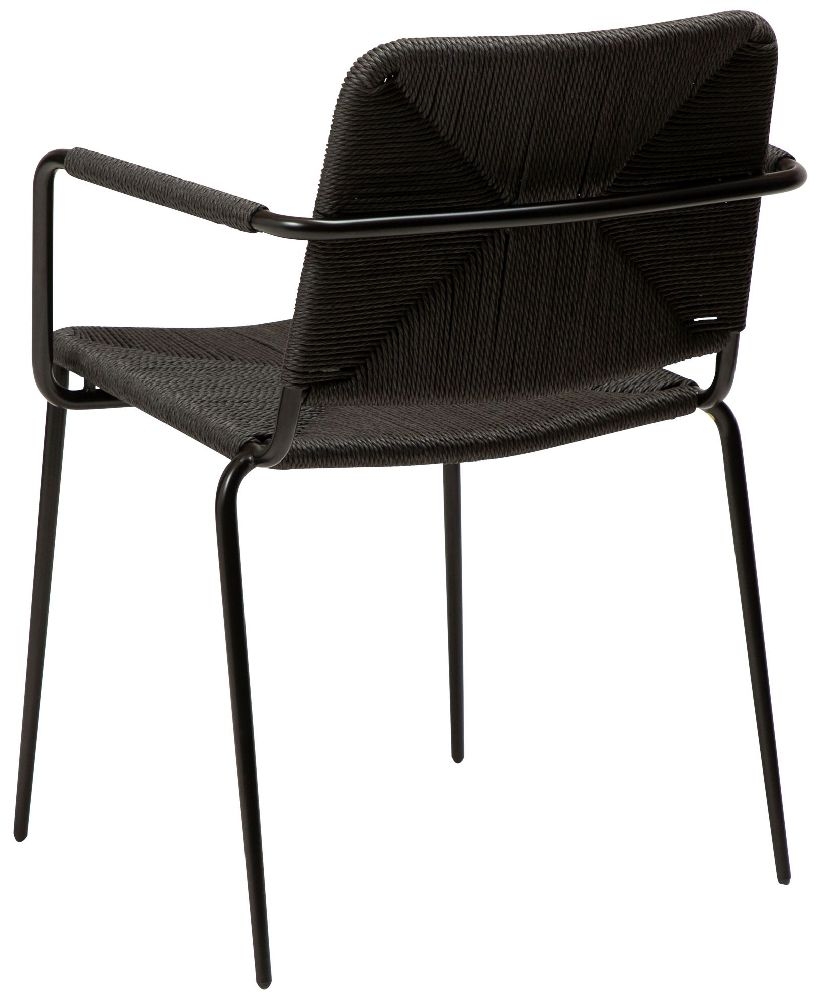 Product photograph of Stiletto Paper Cord Dining Armchair - Comes In Black And Natural Options from Choice Furniture Superstore.