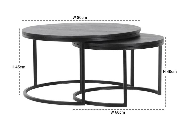 Product photograph of Catana Black Mango Wood Nest Of 2 Coffee Tables from Choice Furniture Superstore.