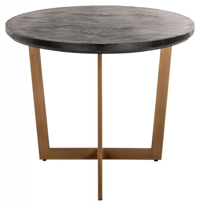 Product photograph of Blackbone Black Oak And Brass Oval Dining Table - 230cm from Choice Furniture Superstore.