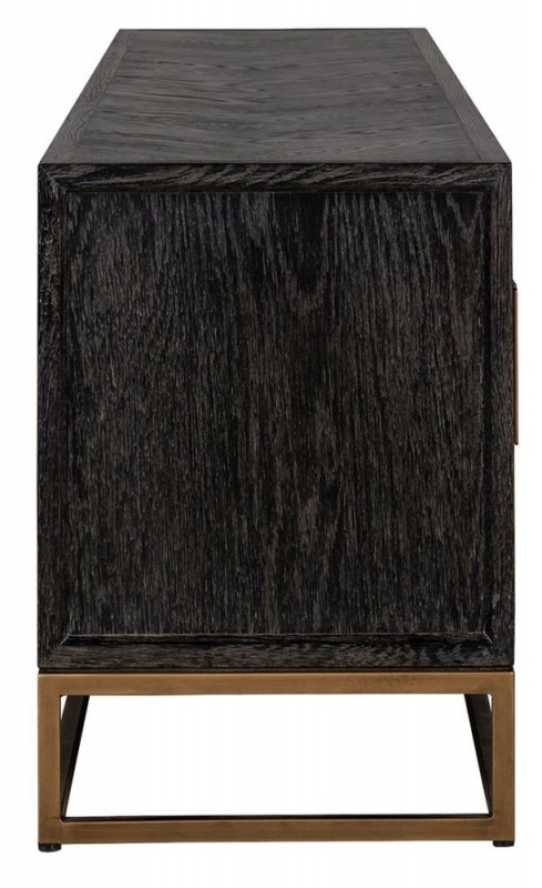 Product photograph of Blackbone Black Oak And Brass Tv Cabinet from Choice Furniture Superstore.