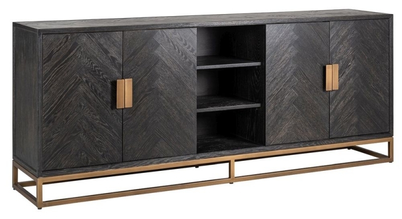 Product photograph of Blackbone Black Oak And Brass Sideboard from Choice Furniture Superstore.