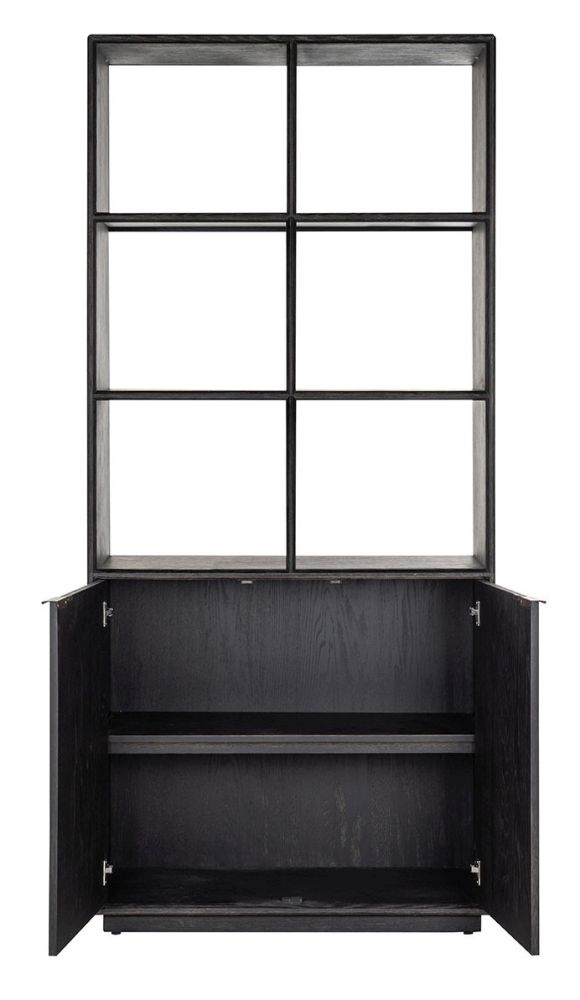 Product photograph of Blackbone Black Oak And Brass Bookcase from Choice Furniture Superstore.