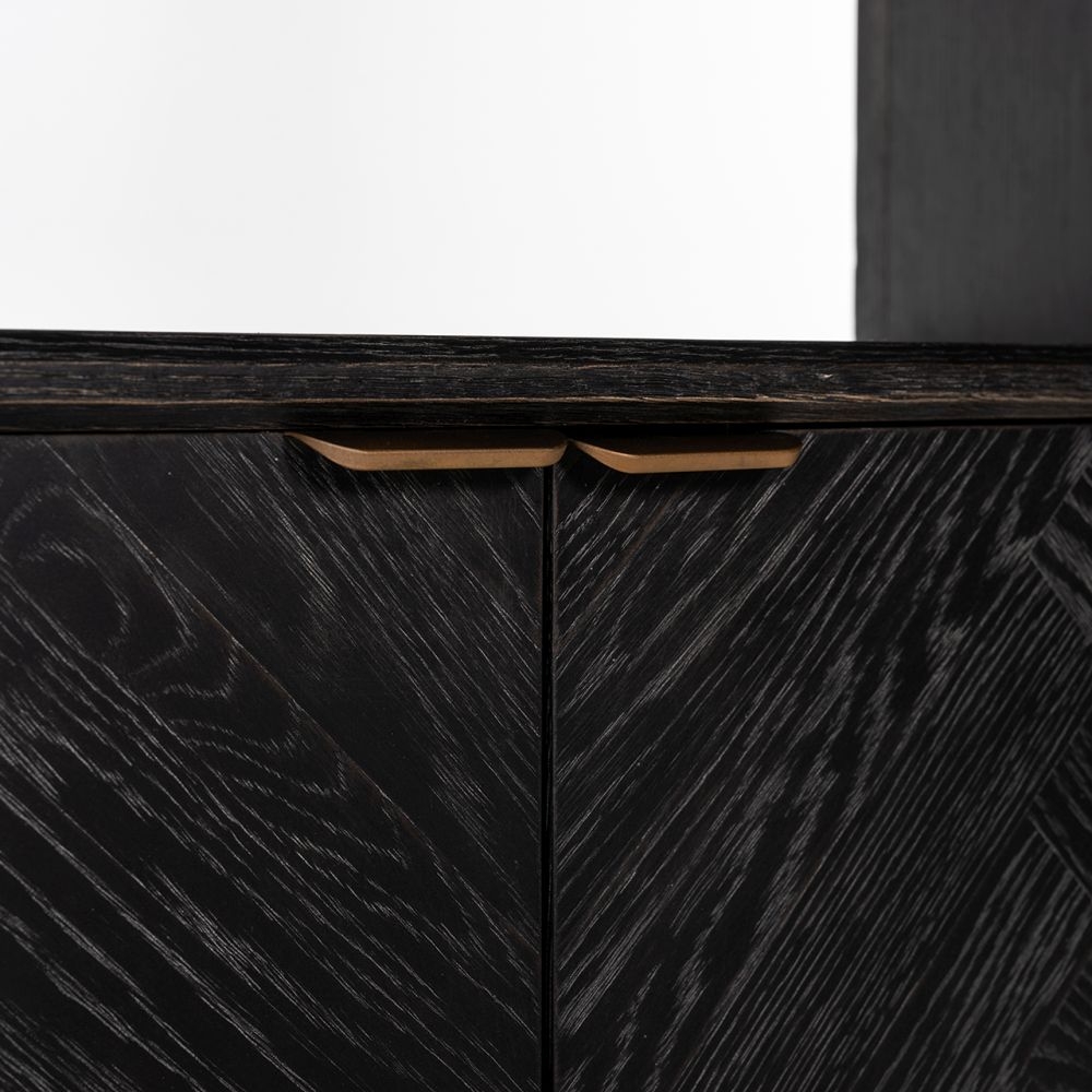 Product photograph of Blackbone Black Oak And Brass Bookcase from Choice Furniture Superstore.