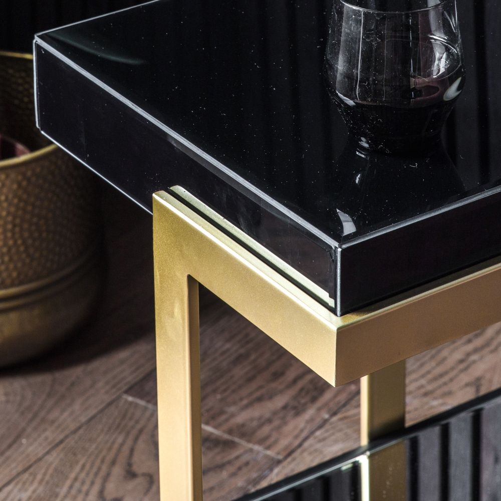 Product photograph of Pineville Black Glass Side Table from Choice Furniture Superstore.