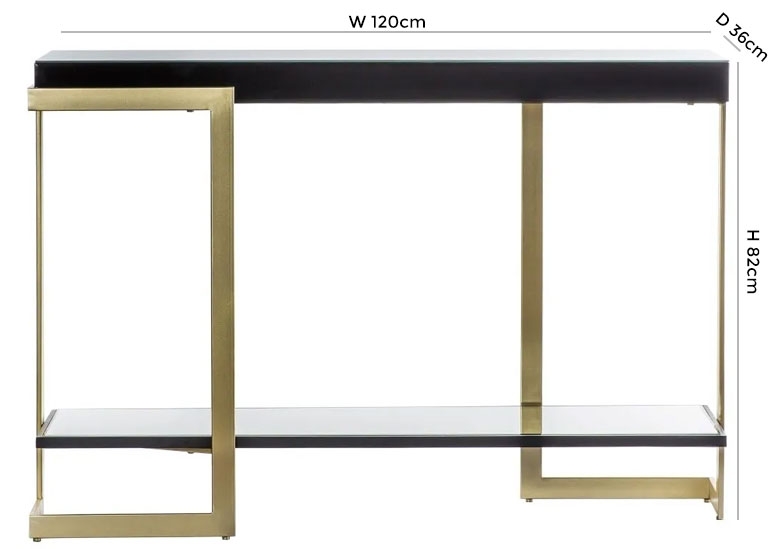 Product photograph of Pineville Black Glass Console Table from Choice Furniture Superstore.