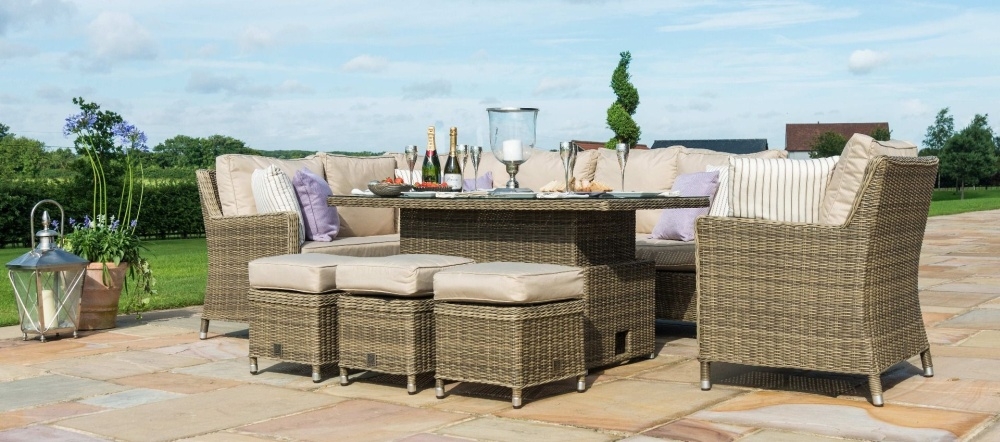 Product photograph of Maze Winchester Rattan Corner Dining Set With Armchair Ice Bucket And Rising Table from Choice Furniture Superstore.