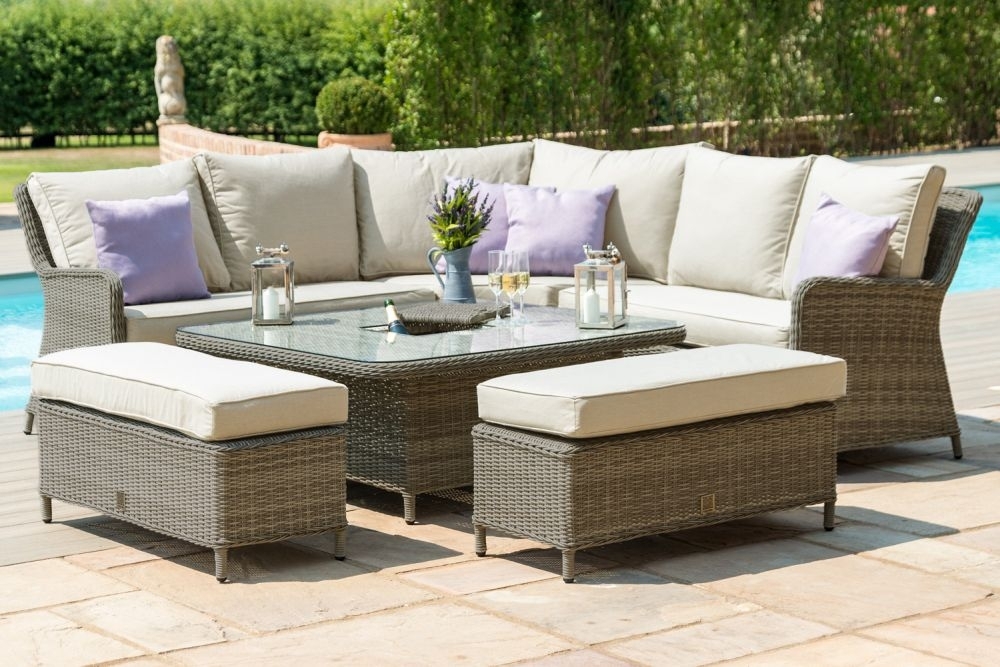 Product photograph of Maze Winchester Royal Rattan Corner Dining Sofa Set Rising Table from Choice Furniture Superstore.