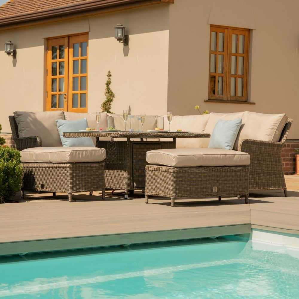 Product photograph of Maze Winchester Royal Rattan Corner Dining Sofa Set With Fire Pit Table from Choice Furniture Superstore.