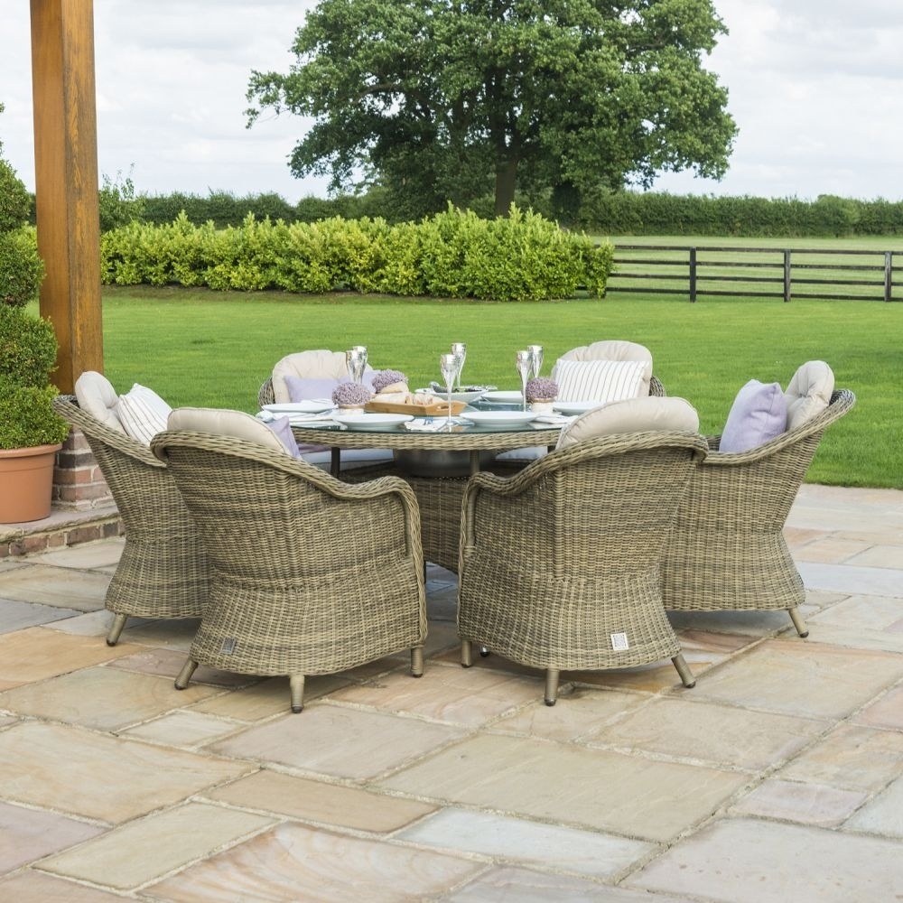 Product photograph of Maze Winchester Heritage 6 Seat Round Rattan Dining Set With Ice Bucket And Lazy Susan from Choice Furniture Superstore.