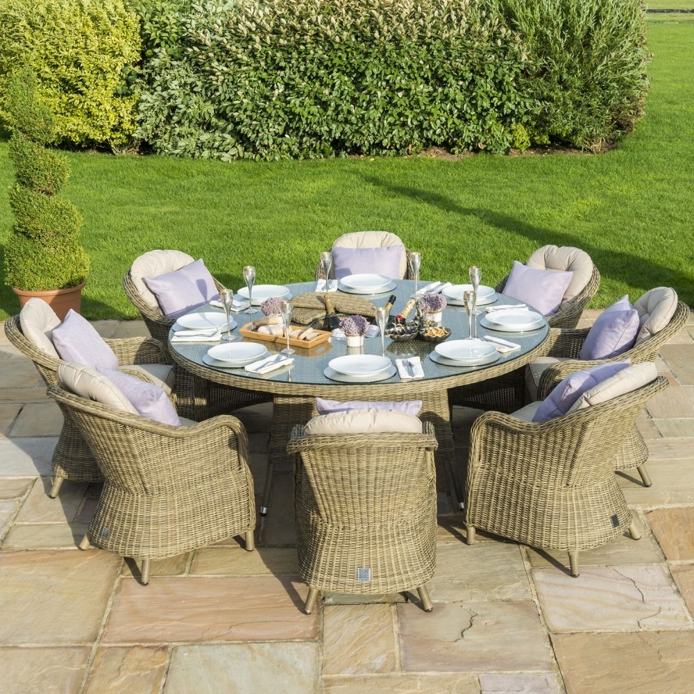 Product photograph of Maze Winchester Heritage 8 Seat Round Rattan Dining Set Ice Bucket And Lazy Susan from Choice Furniture Superstore.
