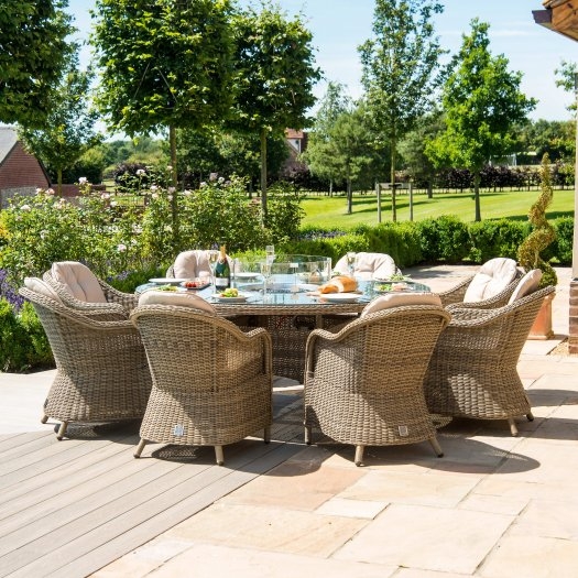 Product photograph of Maze Winchester Heritage 8 Seat Oval Rattan Fire Pit Dining Set from Choice Furniture Superstore.