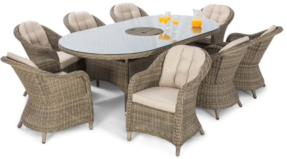 Product photograph of Maze Winchester Heritage 8 Seat Oval Rattan Dining Set With Ice Bucket And Lazy Susan from Choice Furniture Superstore.