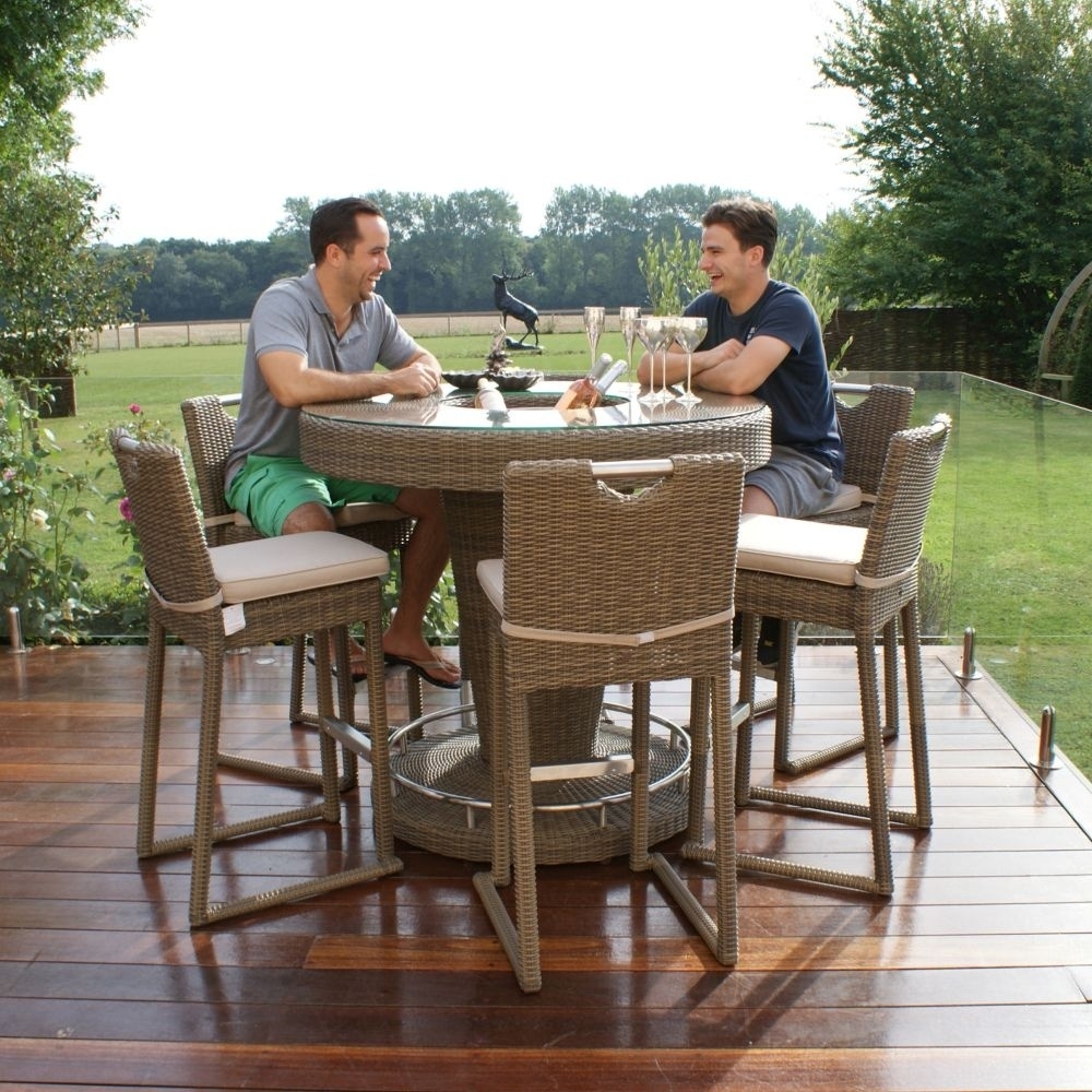 Product photograph of Maze Winchester 6 Seater Round Rattan Bar Set With Ice Bucket from Choice Furniture Superstore.