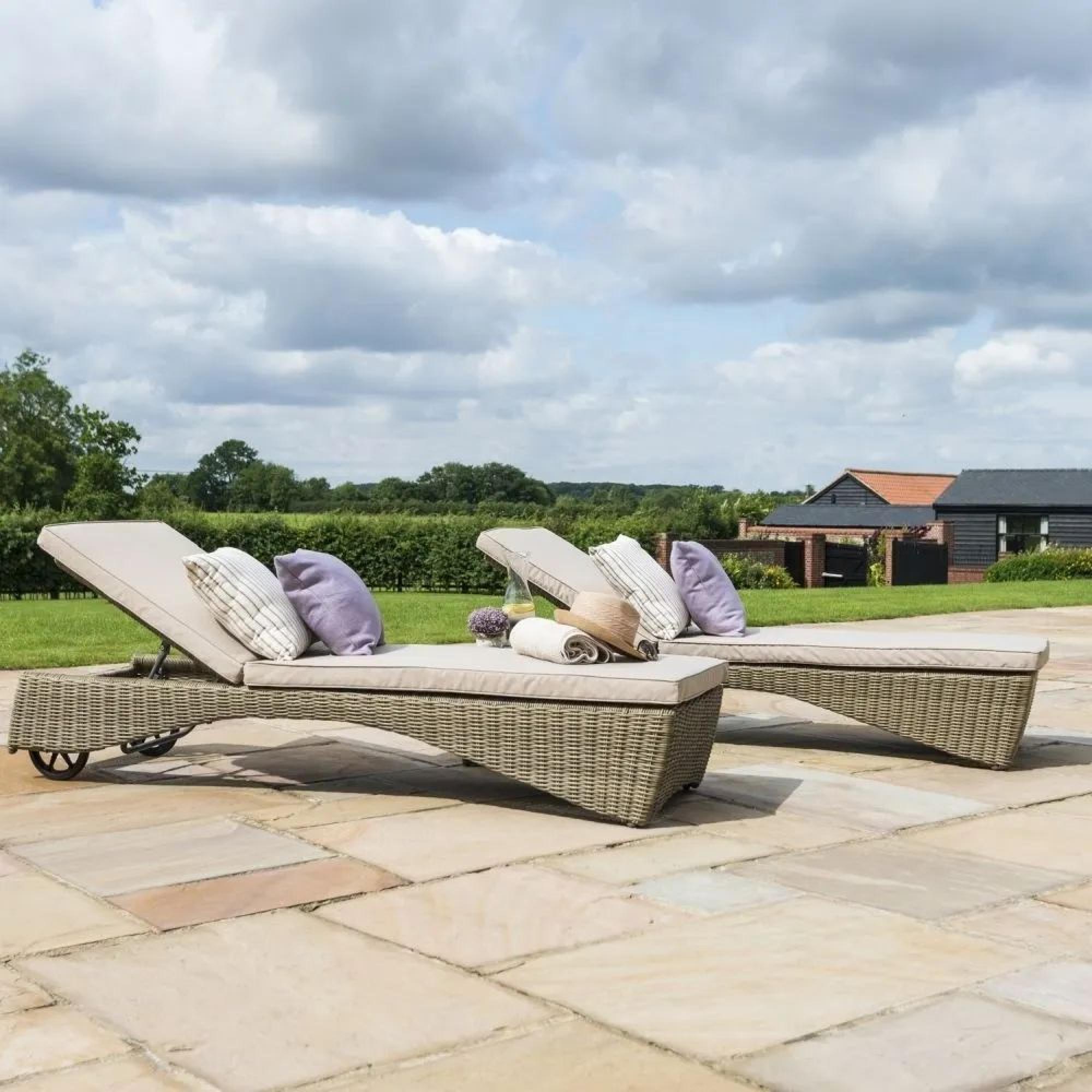 Product photograph of Maze Winchester Rattan Sunlounger Set from Choice Furniture Superstore.