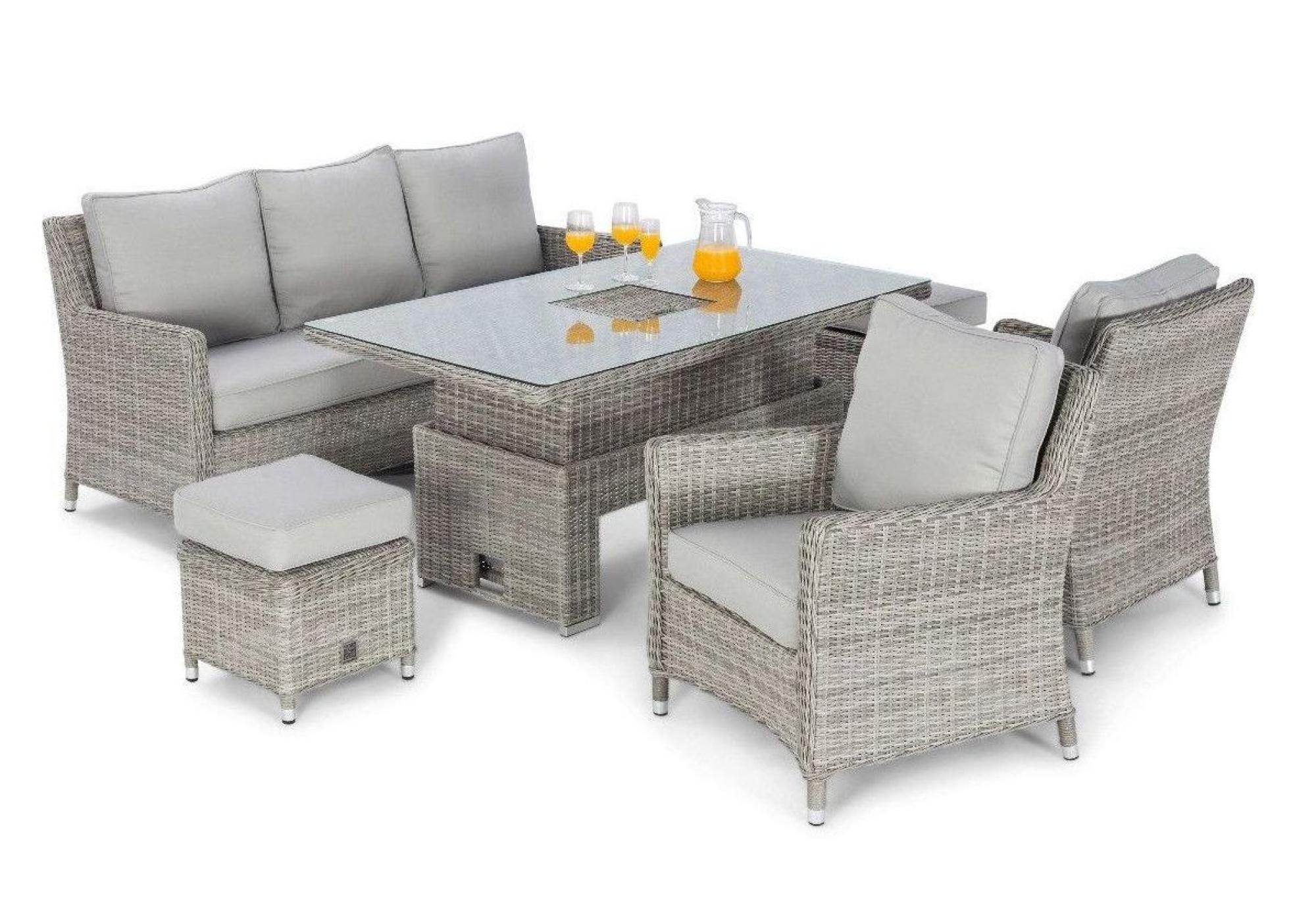 Product photograph of Maze Oxford Rattan Sofa Dining Set With Ice Bucket And Rising Table from Choice Furniture Superstore.