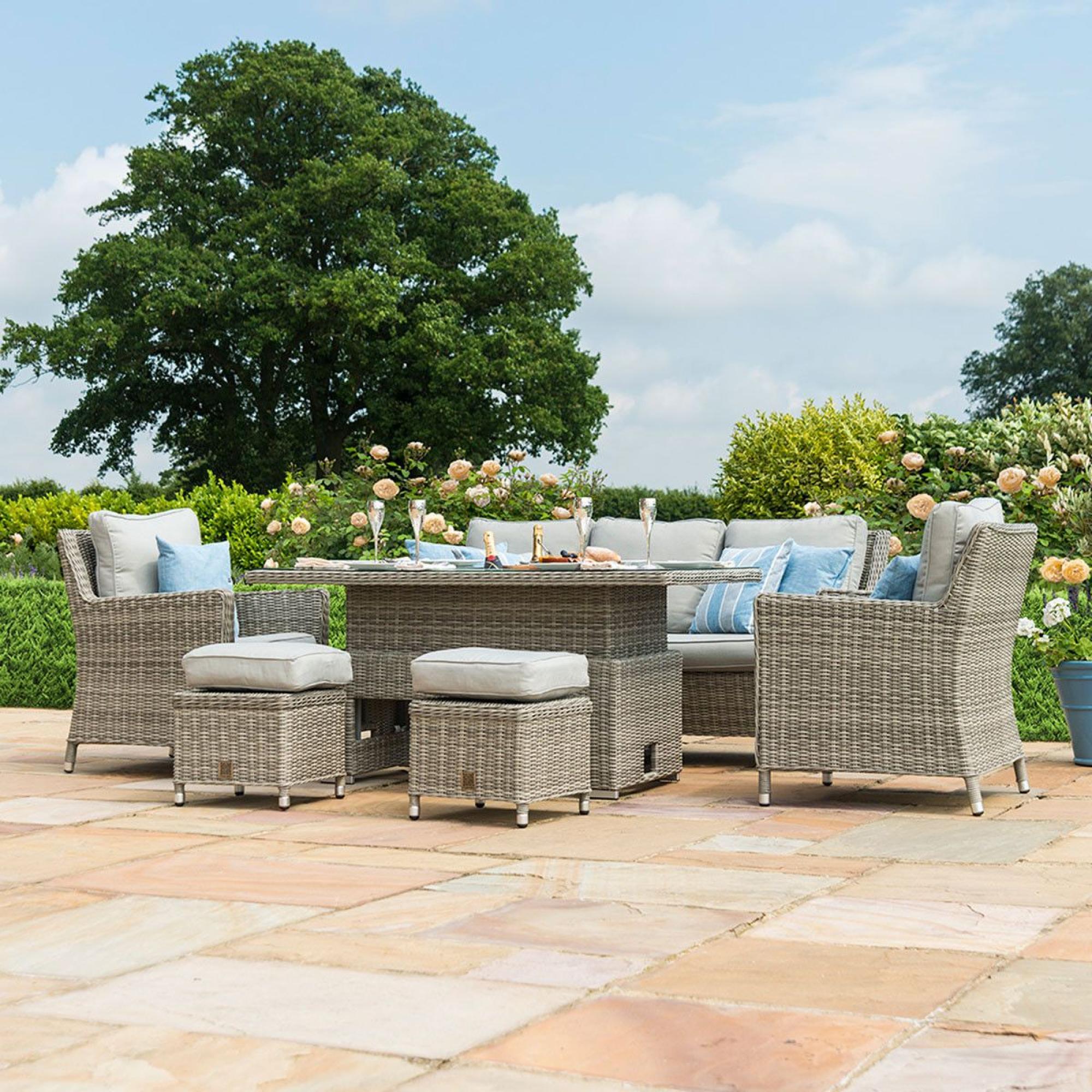 Product photograph of Maze Oxford Rattan Sofa Dining Set With Ice Bucket And Rising Table from Choice Furniture Superstore.