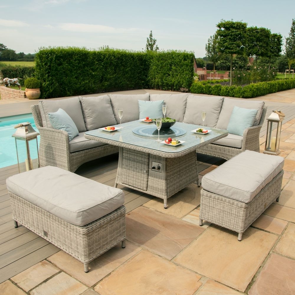 Product photograph of Maze Oxford Royal Rattan Corner Dining Sofa Set With Fire Pit Table from Choice Furniture Superstore.
